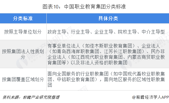 图表10：中国职业教育集团分类标准